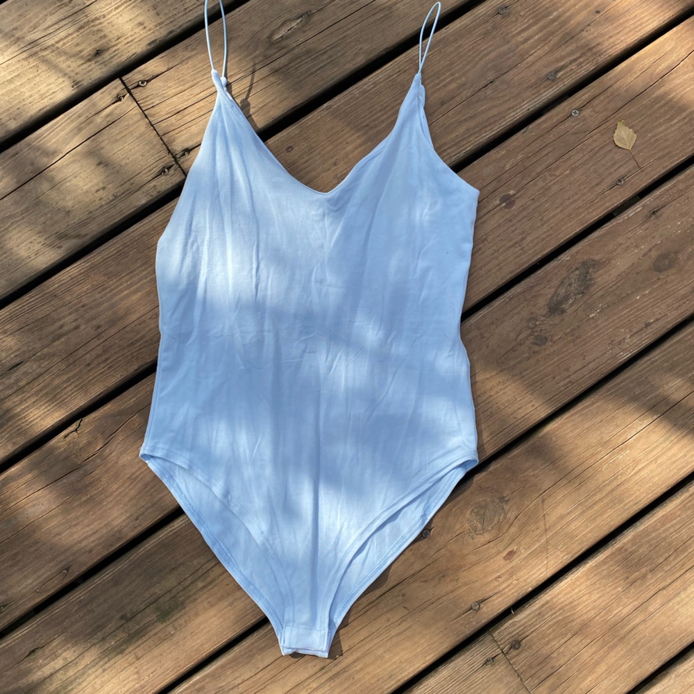 Light blue tank top bodysuit